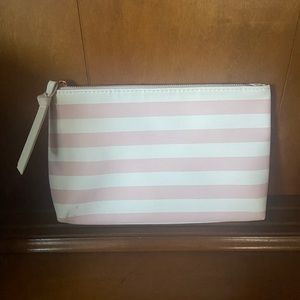 Makeup or small travel bag with pink and white stripes